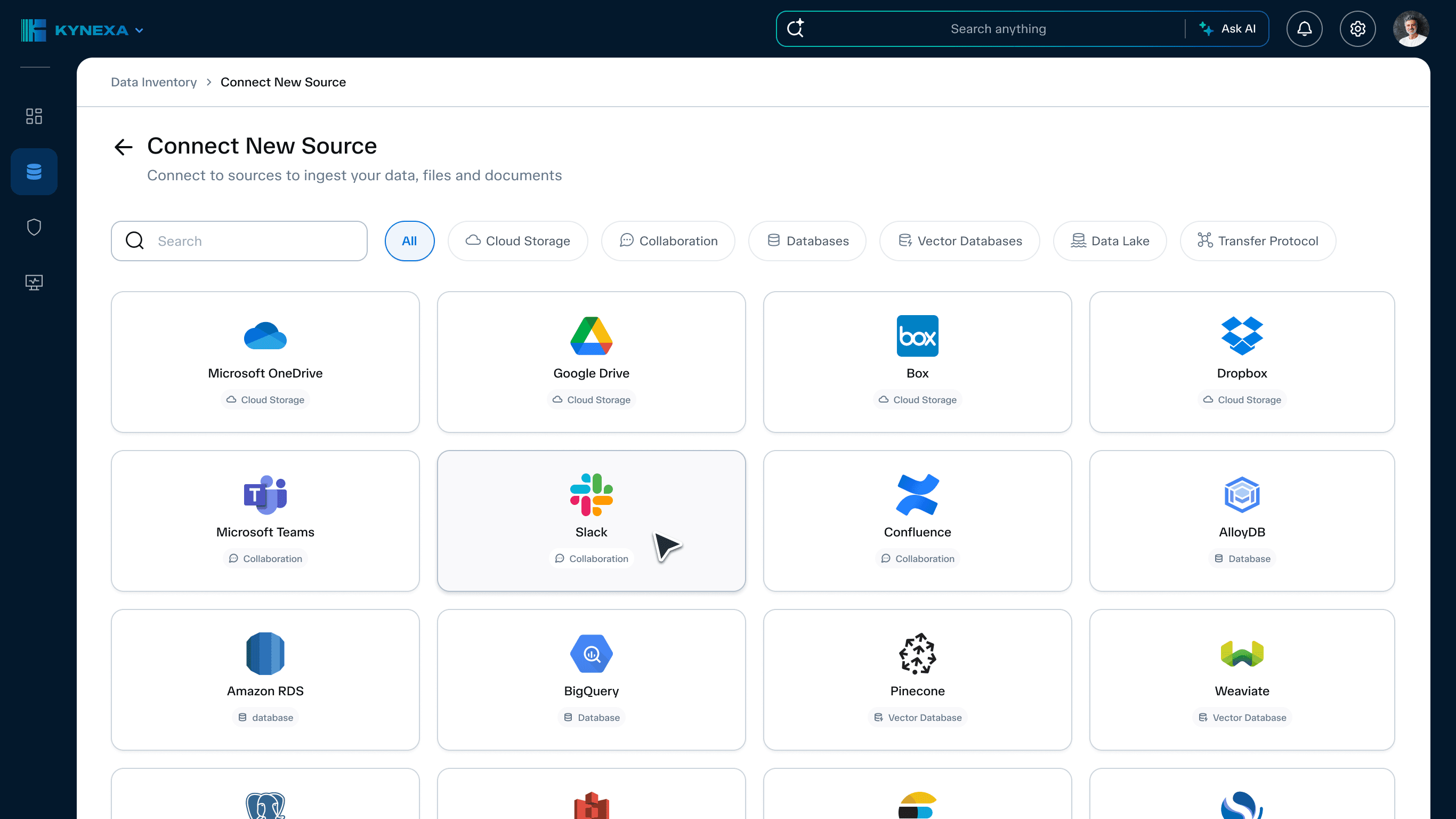 Connectors: pre-built integrations to enterprise data sources, read at source.